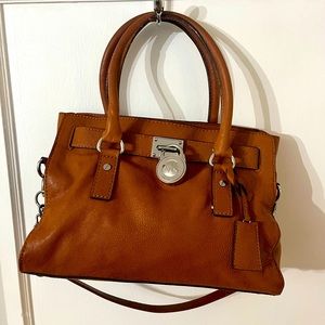Michael Kors Brown Leather Lock Key Satchel Purse Shoulder Bag